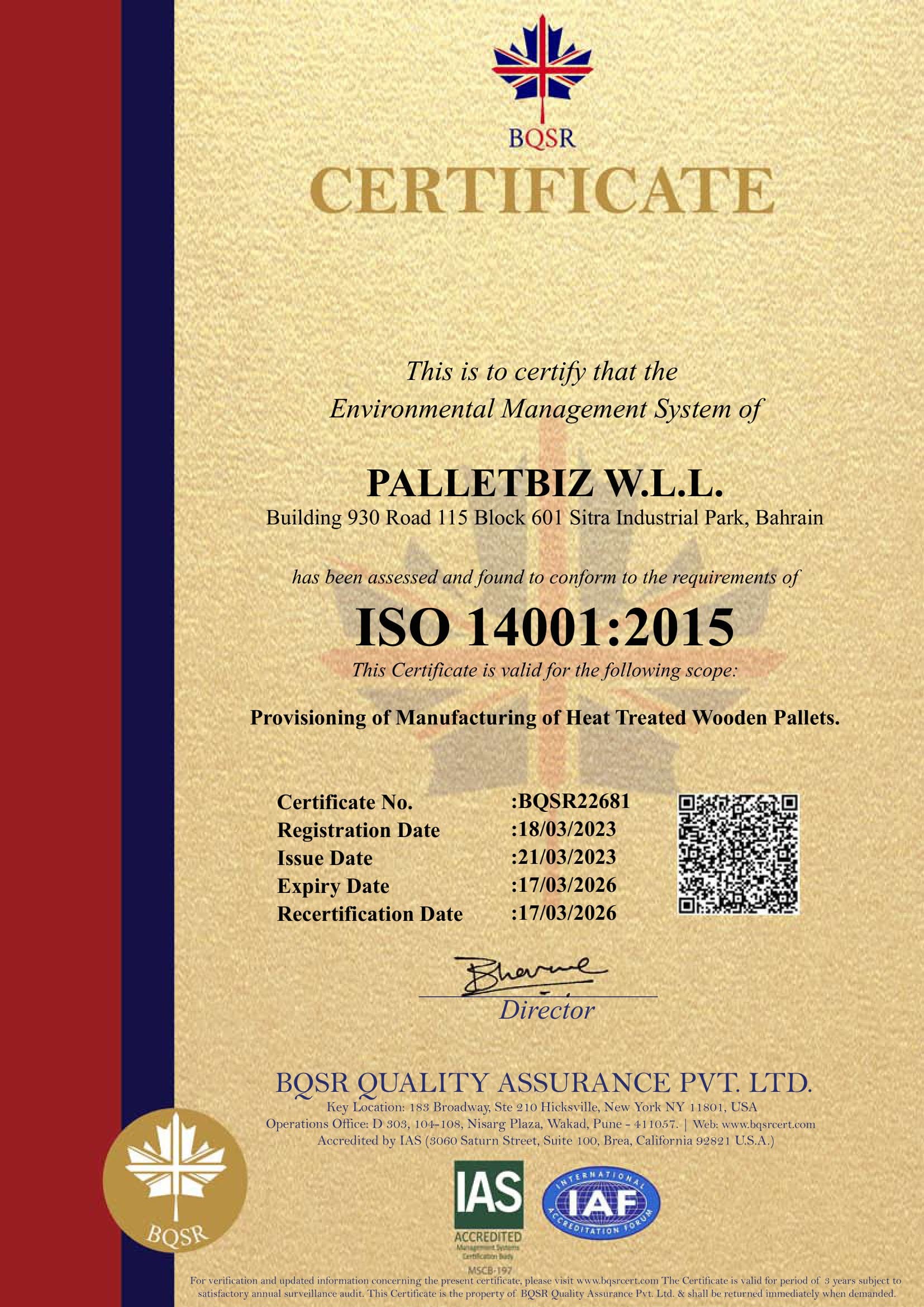 ISO 14001-PALLETBIZ W.L.L.